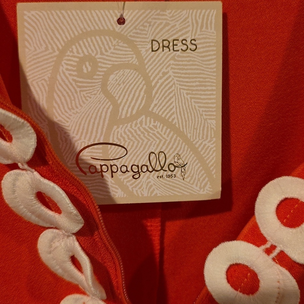 (J1) Sleeveless Red Dress with White Trim - Picture 4 of 5